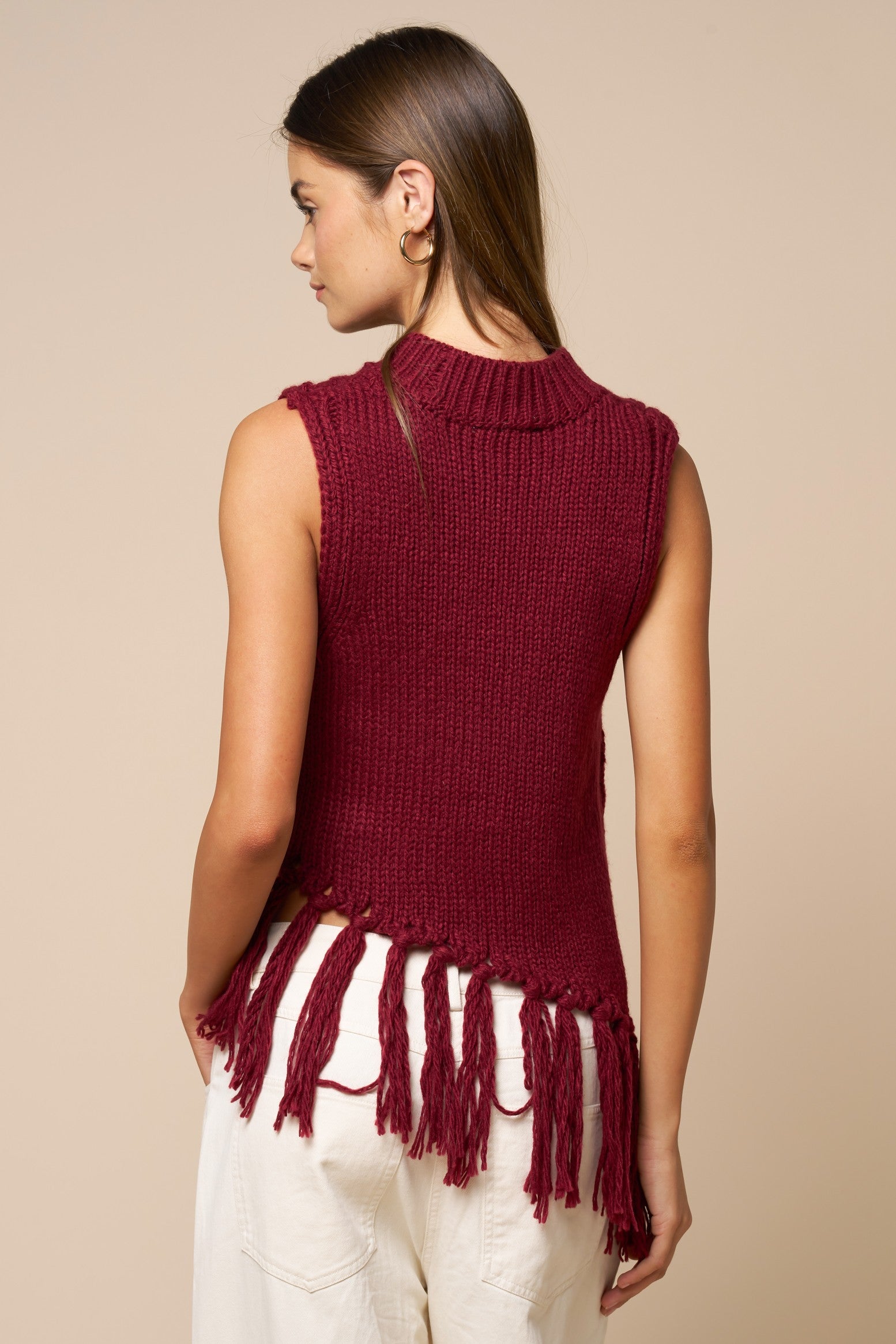 Berry Fringe Knit