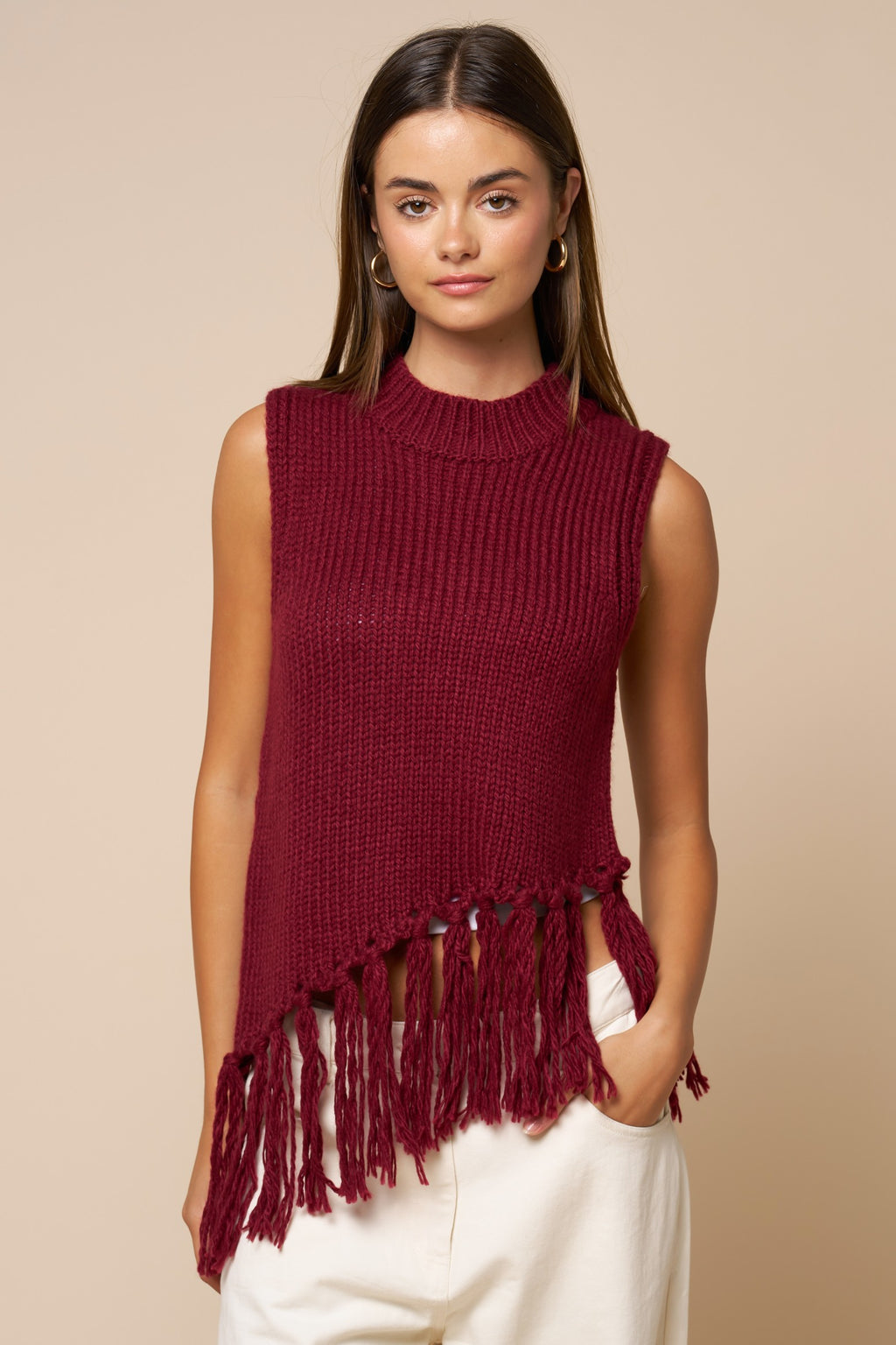 Berry Fringe Knit