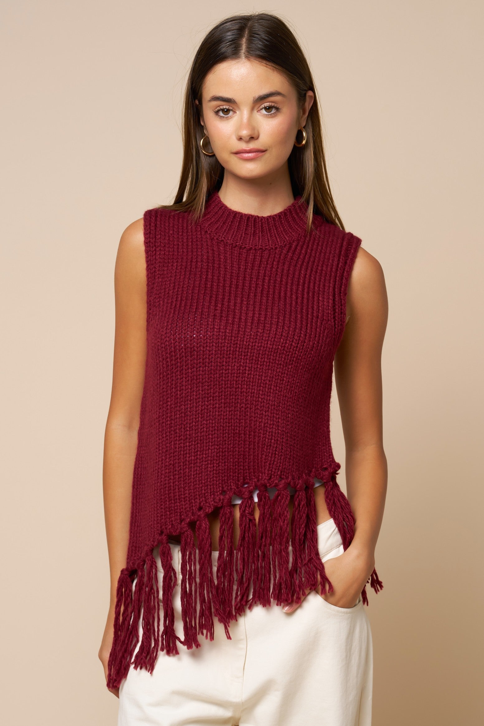 Berry Fringe Knit