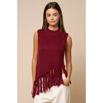 Berry Fringe Knit